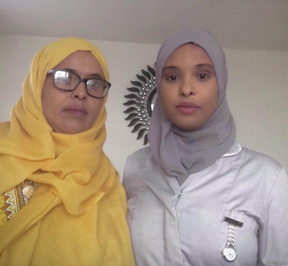 Blog author Mona Mohamud with her mother