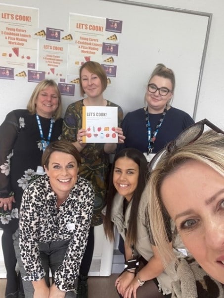 Young Carers book selfie of Fiona Rogers and colleagues